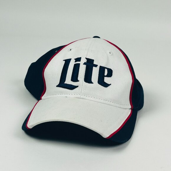 Miller Lite Beer Logo Trucker Hat White Black Cap Adjustable Vintage Style - Picture 1 of 6